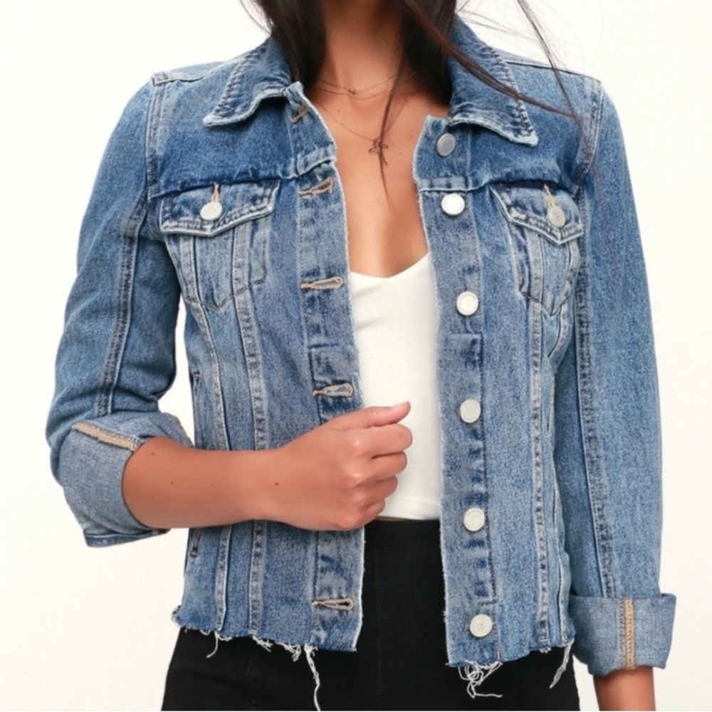 BlankNYC Denim Raw Hem Jacket Size Large